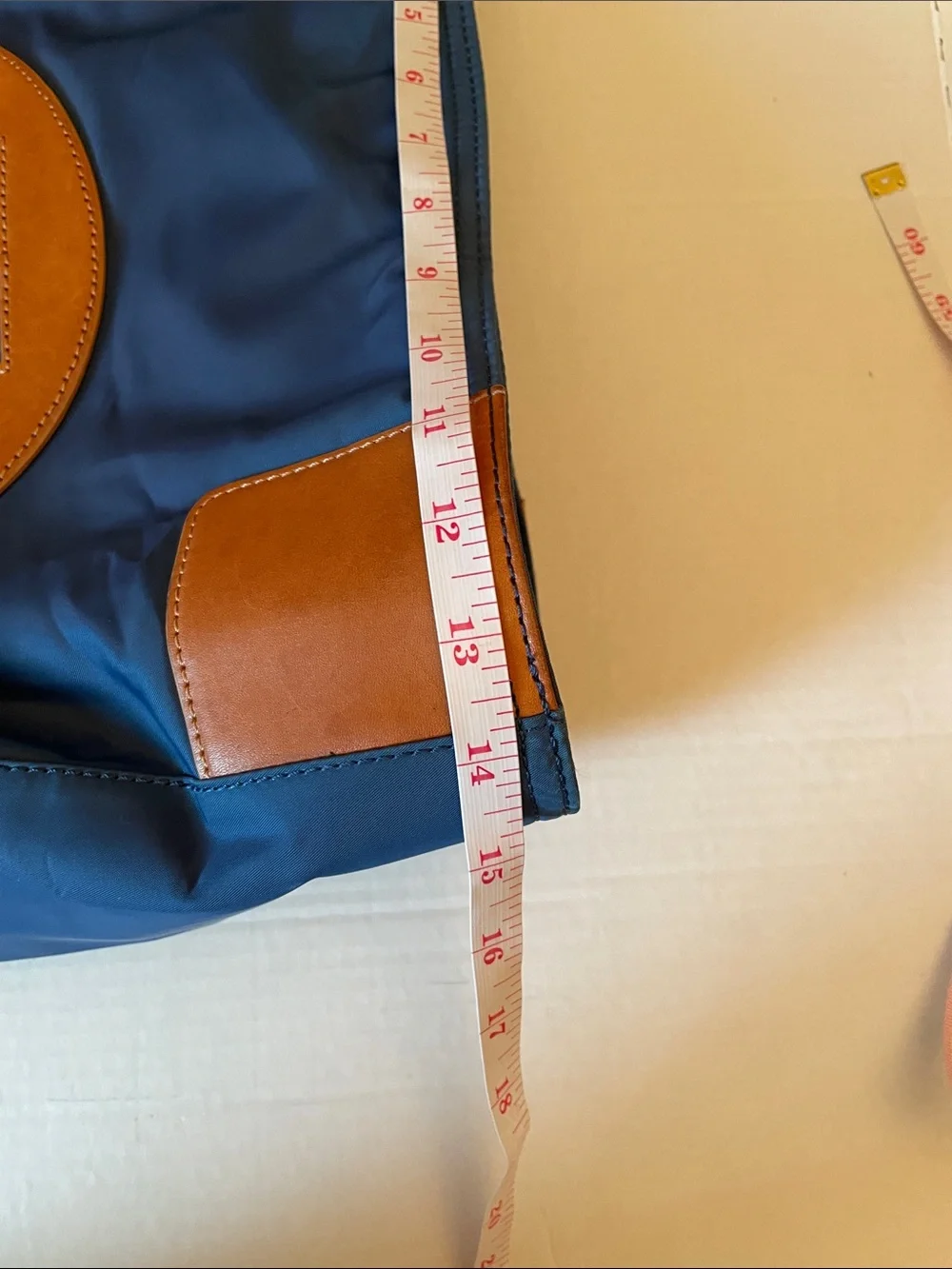 Tory Burch Navy and Cognac Leather Logo Tote
